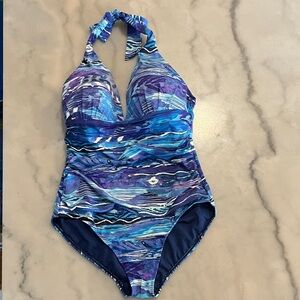 Ralph Lauren Women’s One Piece Swimsuit - Blue and Purple